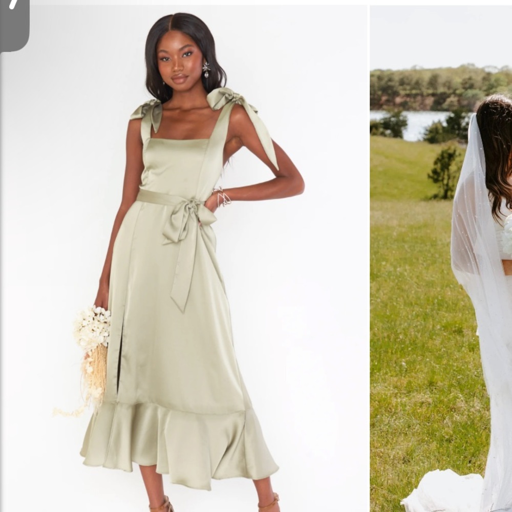 Claire Midi Dress in Moss Green bridesmaid dress
